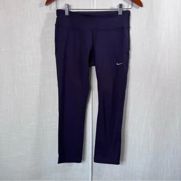 Nike Dri Fit Power Epic Run Crop Tights Workout Running Leggings Sz S - Picture 2 of 11